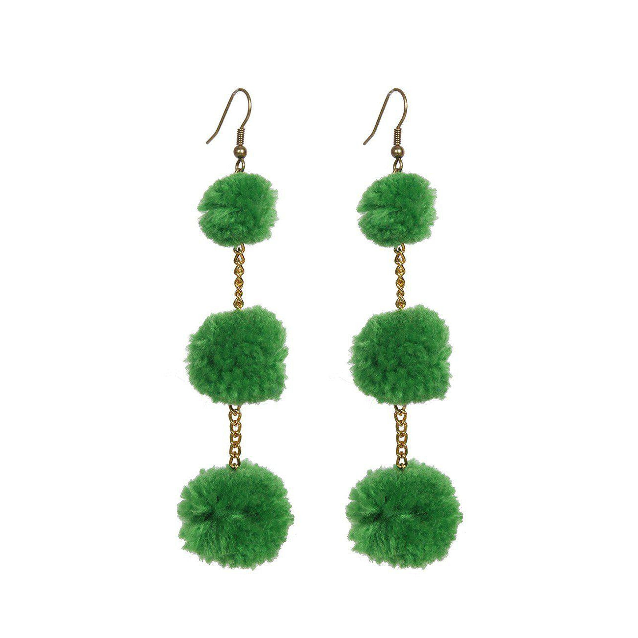 Pom Pom Triple Earrings - Thailand