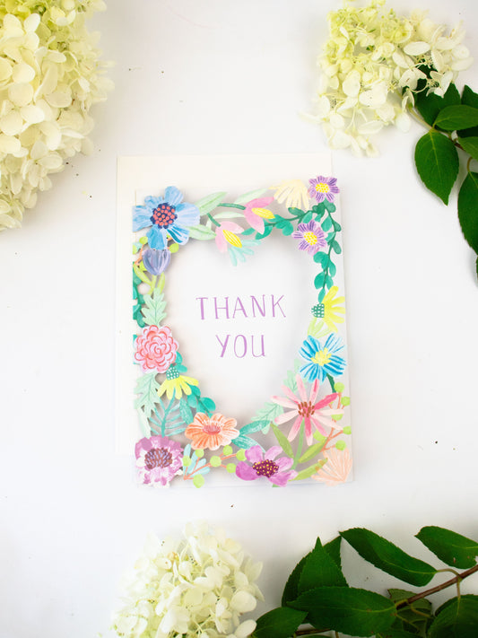 Thank you Flower Heart Lasercut Card