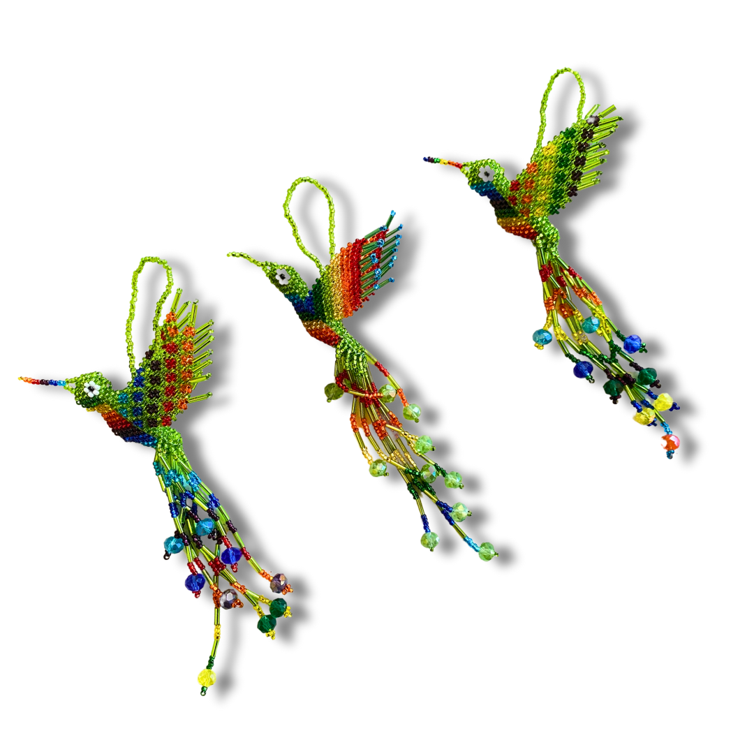 Large Hummingbird Seed Bead Handmade Ornament - Guatemala