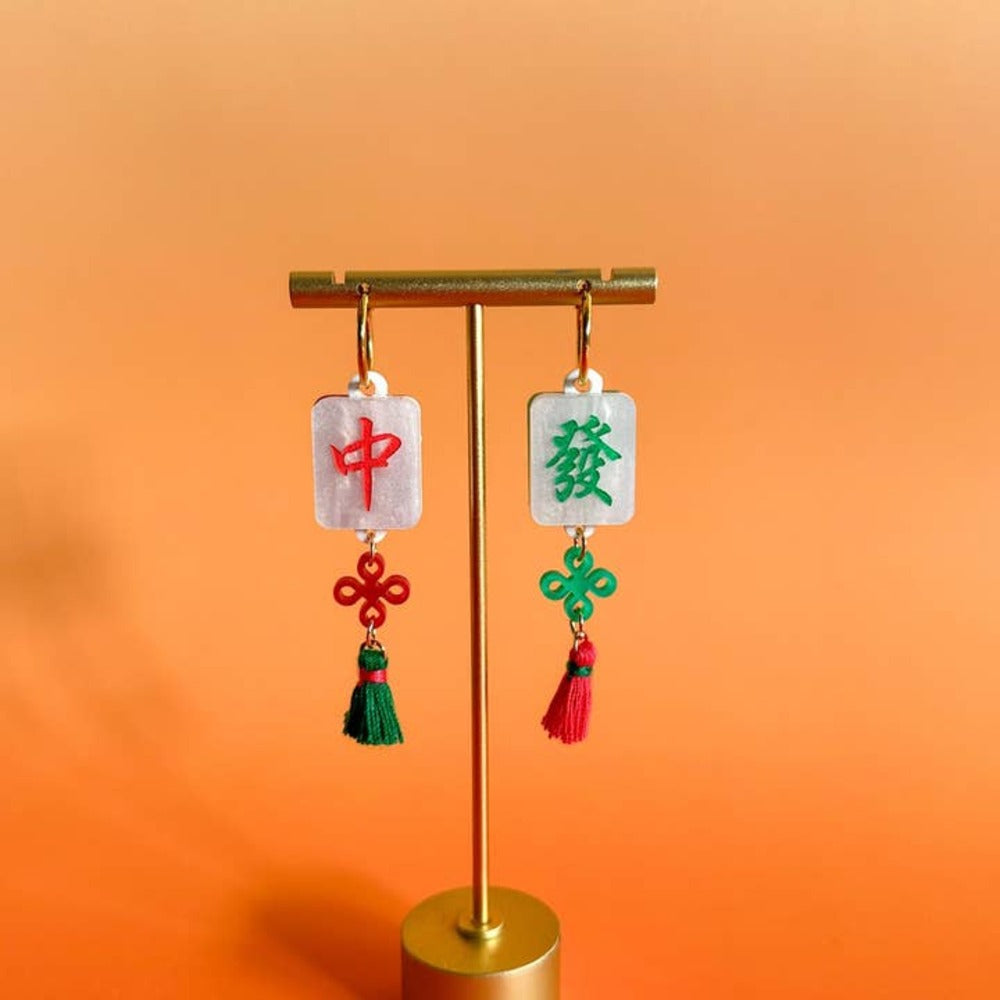 Mahjong Acrylic Earrings