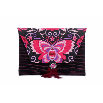 Butterfly Embroidered Tassel Clutch | iPad Bag- Thailand