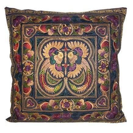 Hmong Bird Embroidered Pillow Cover - Thailand