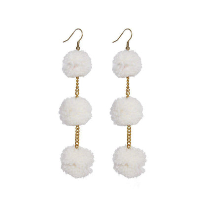 Pom Pom Triple Earrings - Thailand