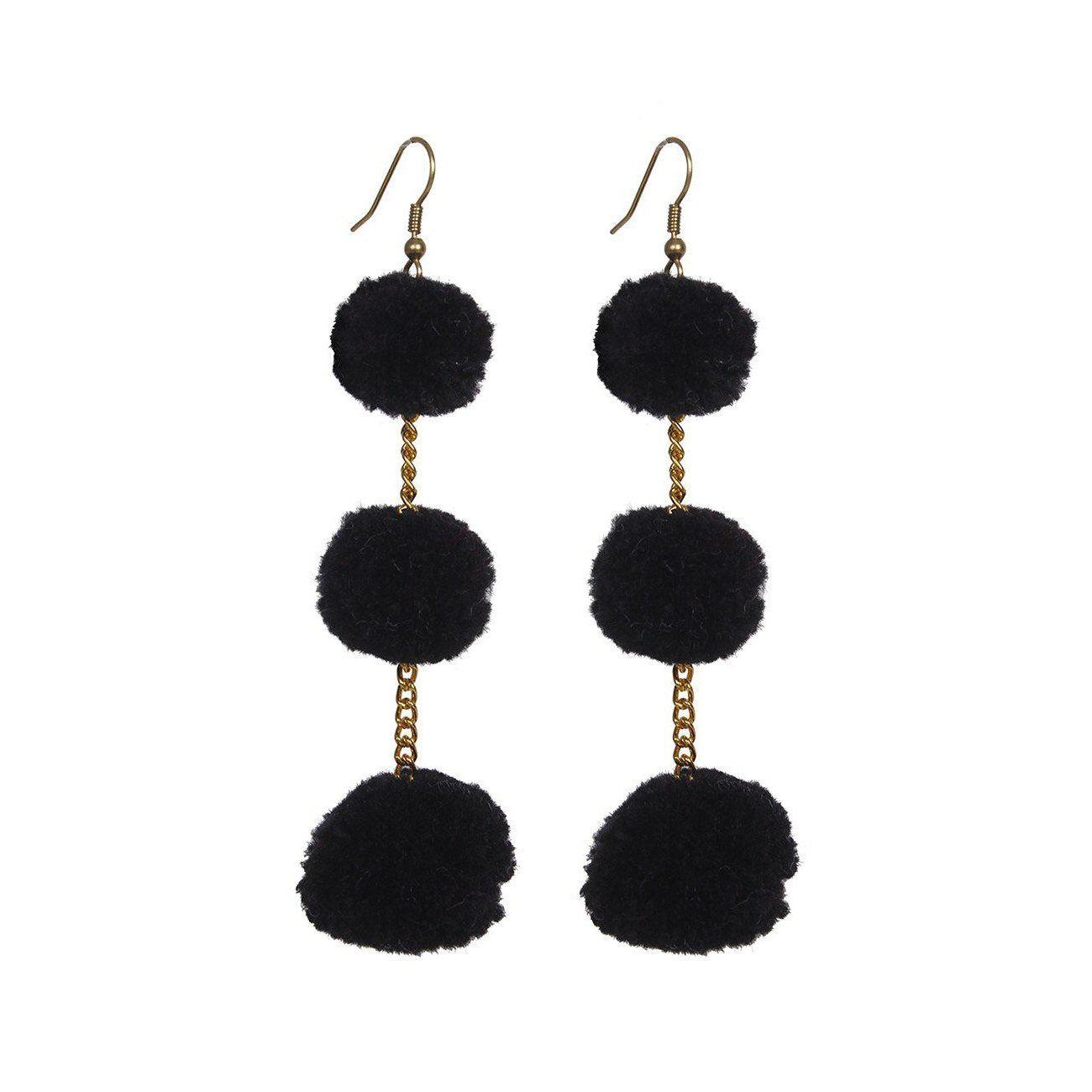 Pom Pom Triple Earrings - Thailand