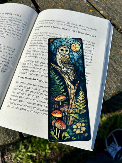 Magical Night Owl Forest Bookmark - Enchanting Owl, Moon and Forest Theme, Perfect for Owl Lovers, Book Lovers, Nature Enthusiasts