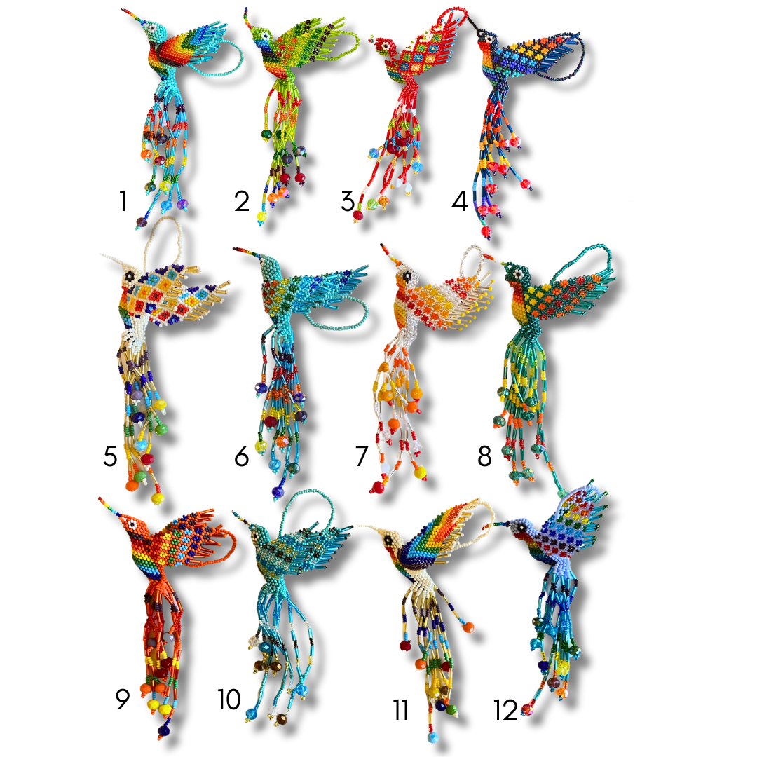 Large Hummingbird Seed Bead Handmade Ornament - Guatemala