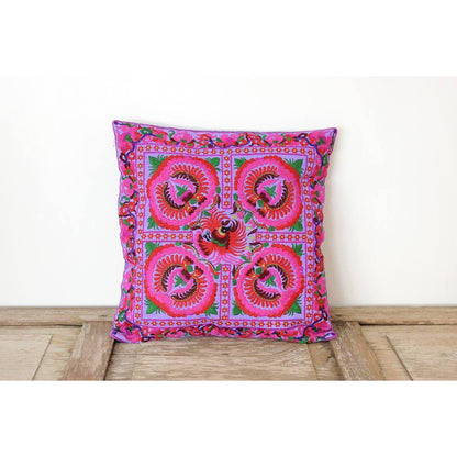 Hmong Bird Embroidered Pillow Cover - Thailand