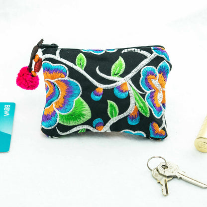 Embroidered Coin Purse Florals and Geometrics Assorted - Thailand