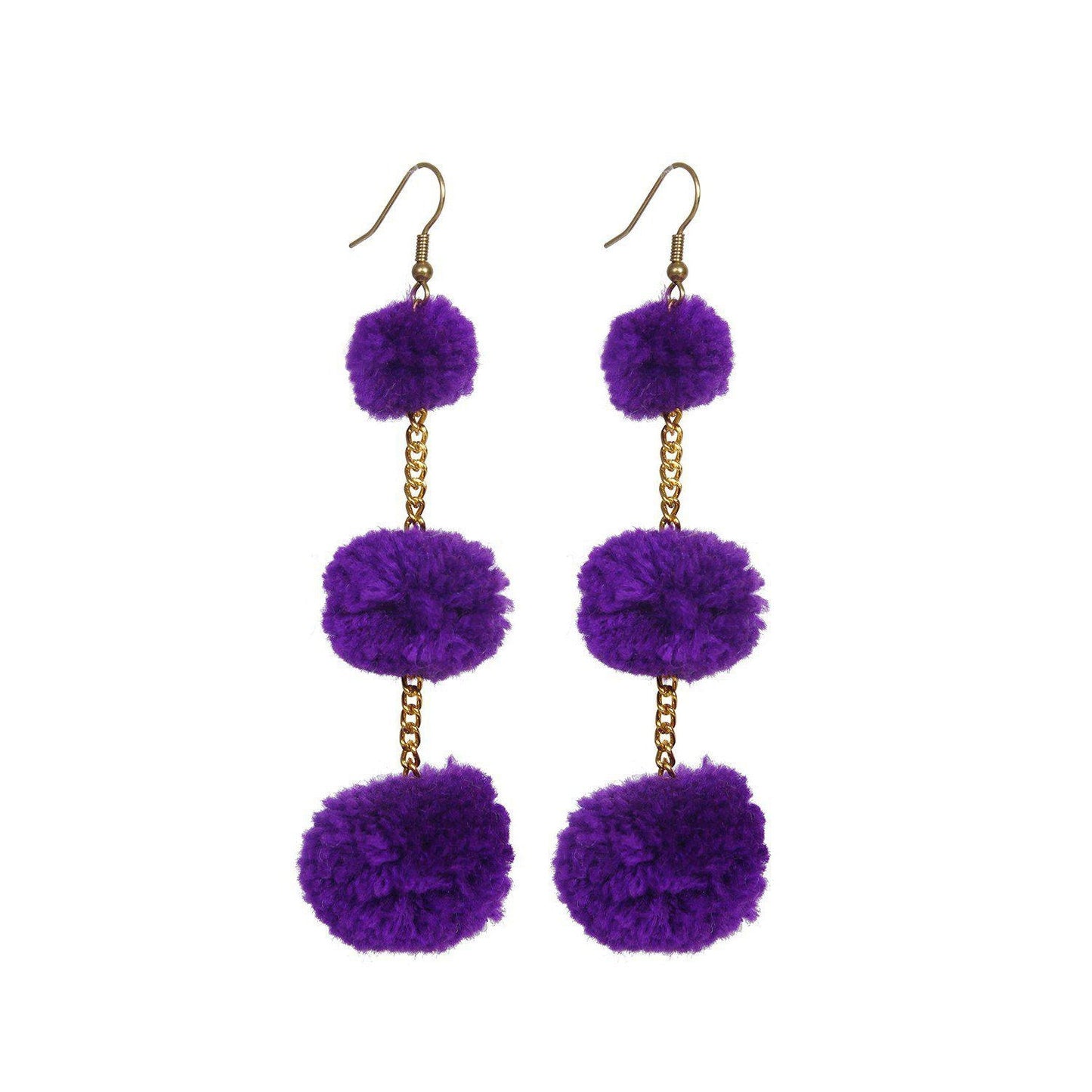 Pom Pom Triple Earrings - Thailand