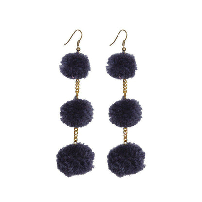 Pom Pom Triple Earrings - Thailand