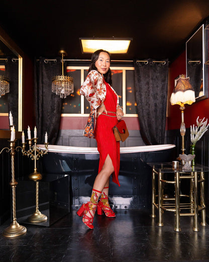 Flaming Cheetah Sheer Crew Sock