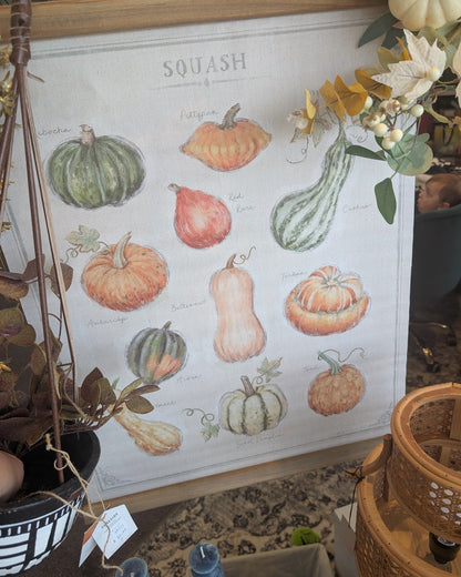 Squash and Acorn Botanical Print Wall Hanger | 2 Styles