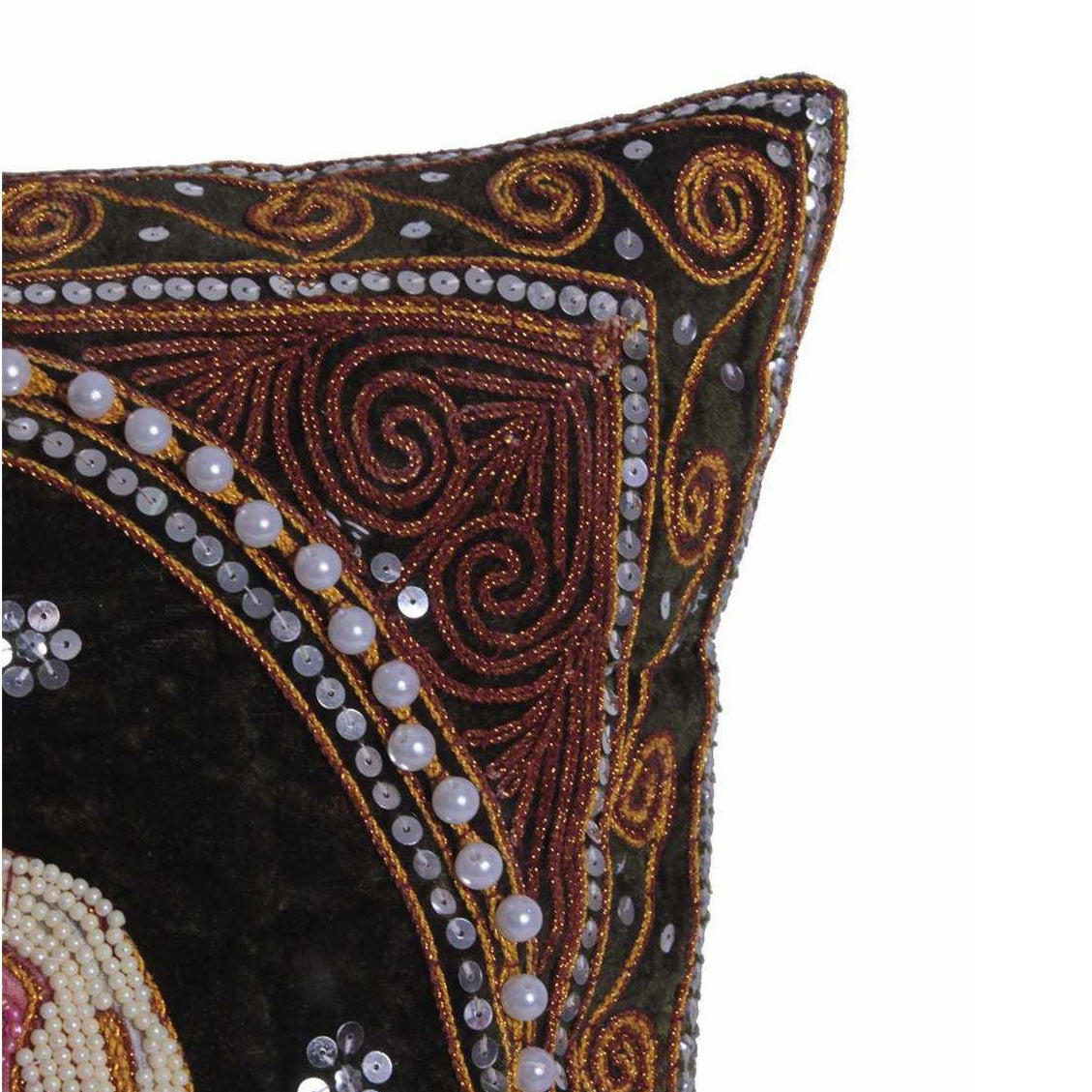 Elephant Tapestry Beaded Embroidered Cushion- Thailand