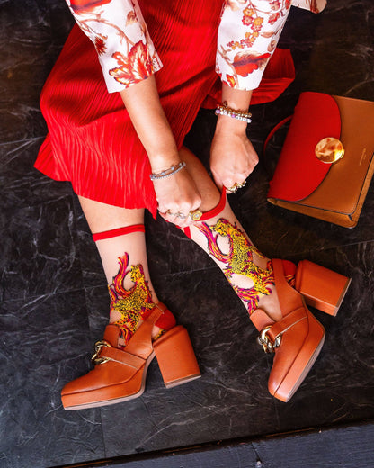 Flaming Cheetah Sheer Crew Sock