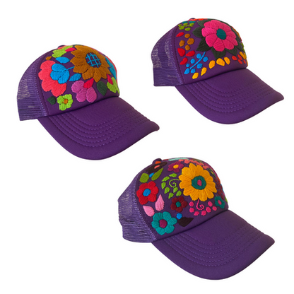 Tulum Hand Embroidered Trucker Flower Hat - Mexico