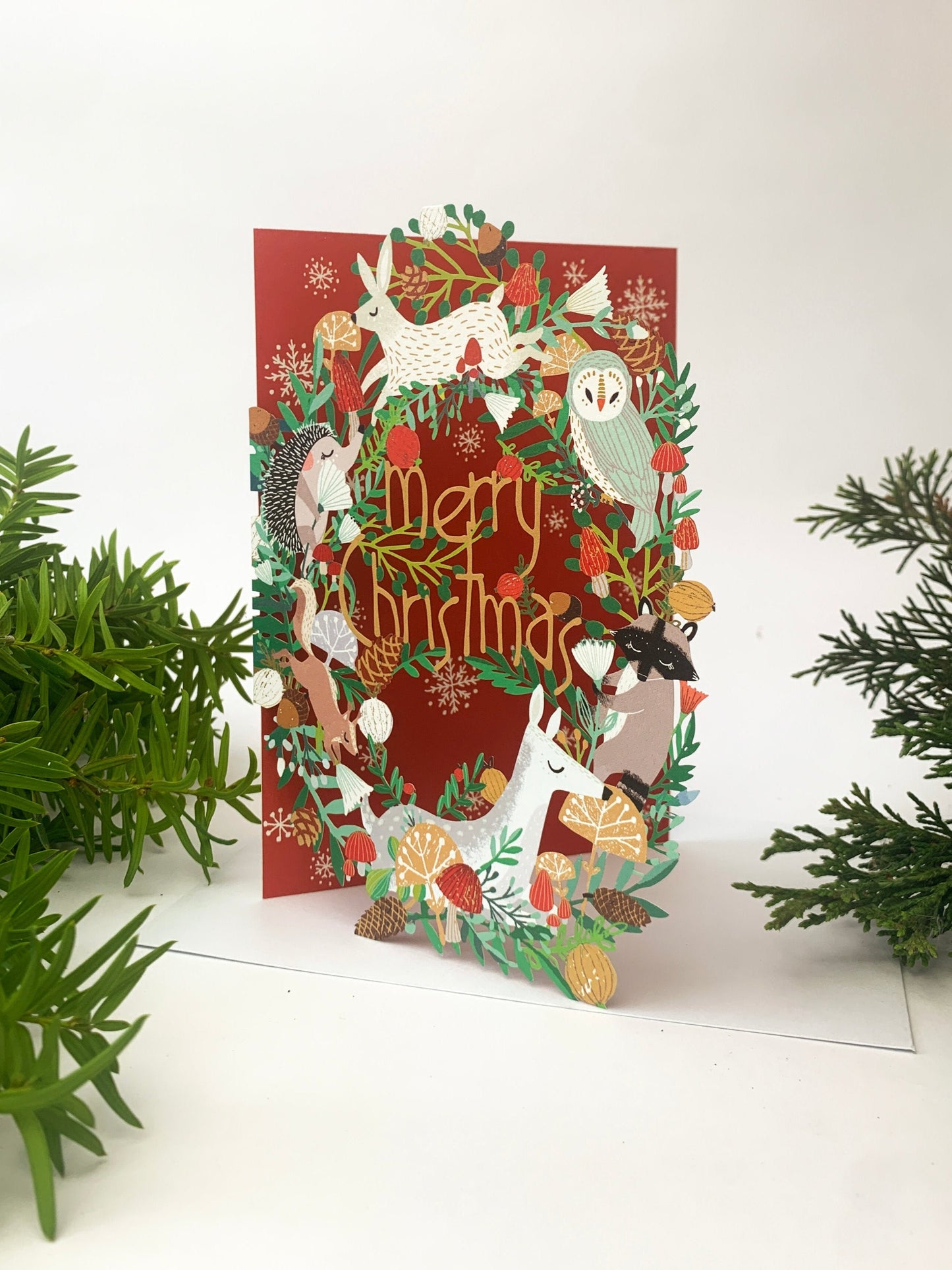 Animal Wreath Lasercut Christmas Card