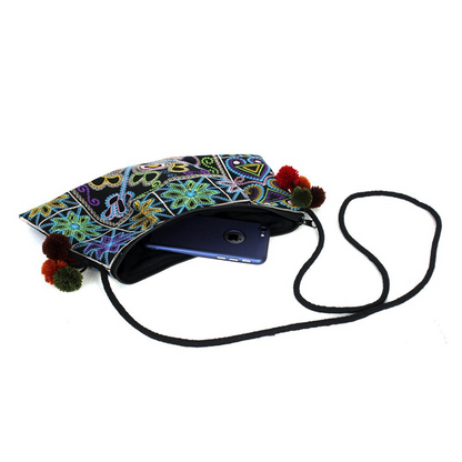 Crossbody Embroidered Hmong Floral Geometric Bag - Thailand
