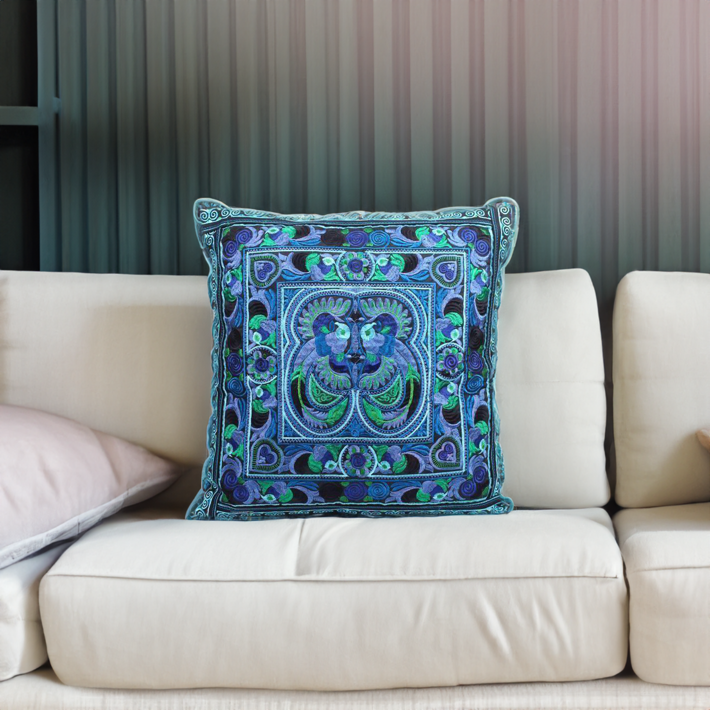 Hmong Bird Embroidered Pillow Cover - Thailand