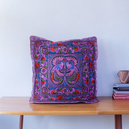 Hmong Bird Embroidered Pillow Cover - Thailand