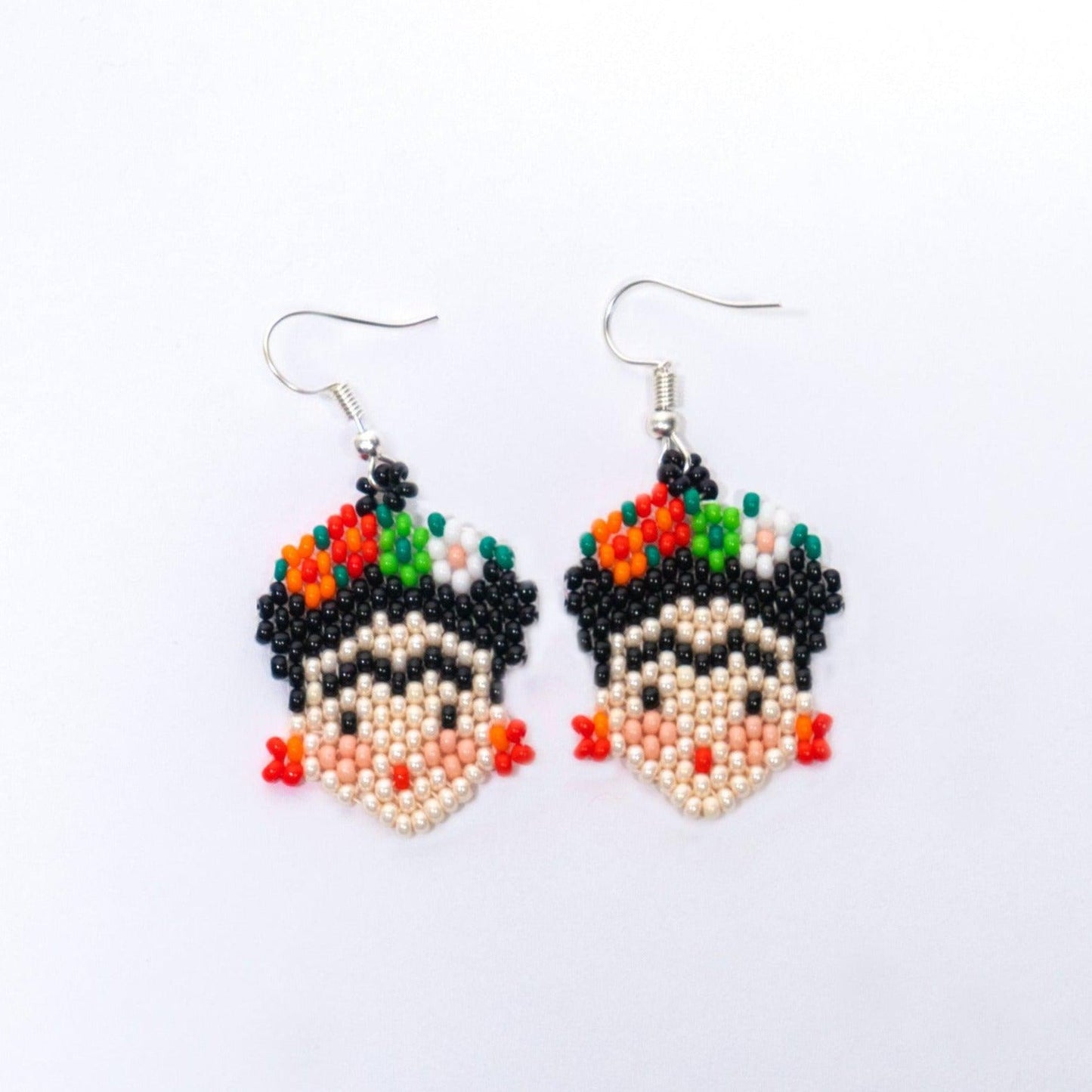 Frida Kahlo Seed Bead Earrings - Guatemala
