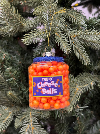 Cheese Balls Glass Ornament