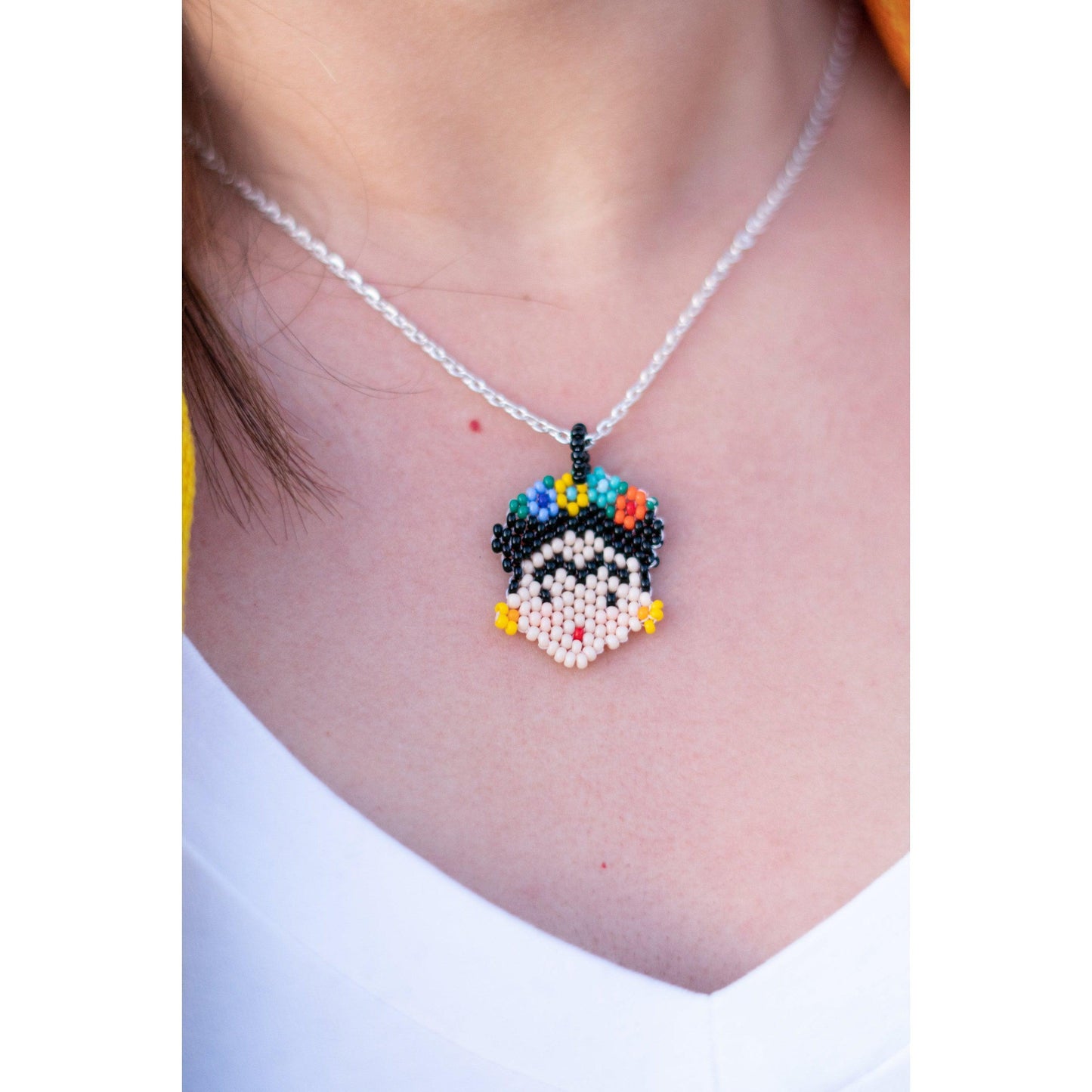 Frida Kahlo Seed Bead Necklace - Mexico