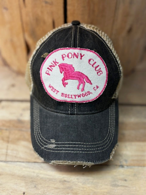 Pink Pony Club Distressed Mesh Snapback Baseball Cap