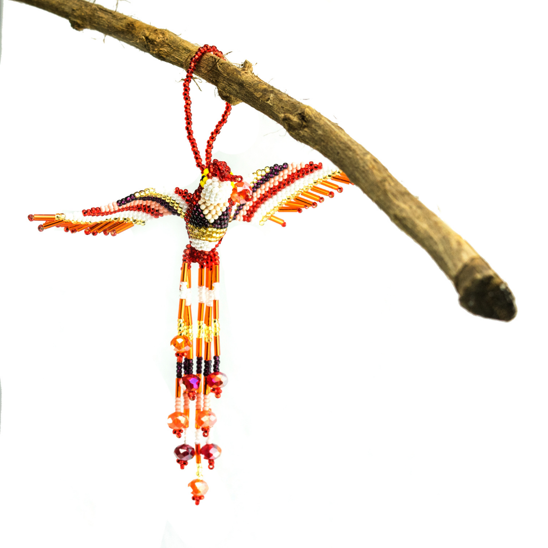 Large Hummingbird Seed Bead Handmade Ornament - Guatemala