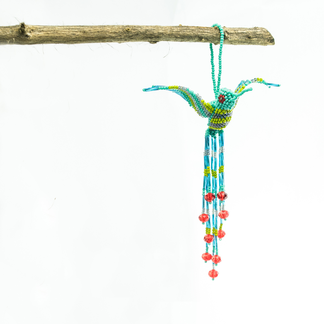 Large Hummingbird Seed Bead Handmade Ornament - Guatemala