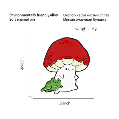 Fashion Red Mushroom Enamel Brooch Lapel Pin Jewelry Gift