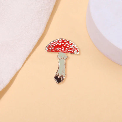 Fashion Red Mushroom Enamel Brooch Lapel Pin Jewelry Gift