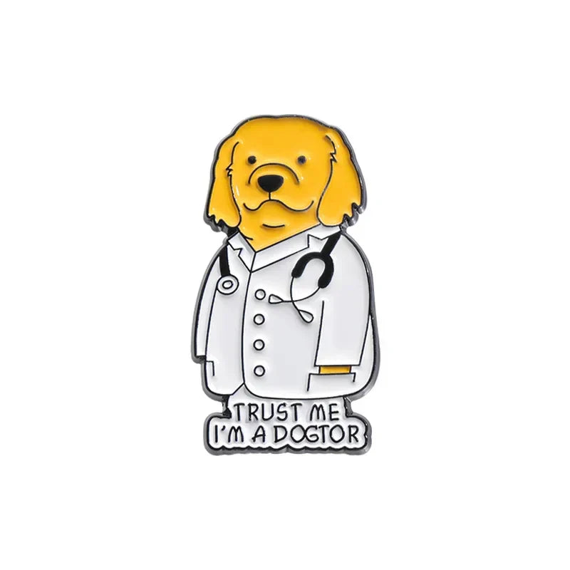 Cartoon Dog Doctor Enamel Pin Lapel Badge Jewelry Gift