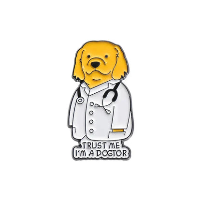 Cartoon Dog Doctor Enamel Pin Lapel Badge Jewelry Gift