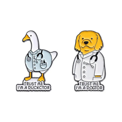 Cartoon Dog Doctor Enamel Pin Lapel Badge Jewelry Gift