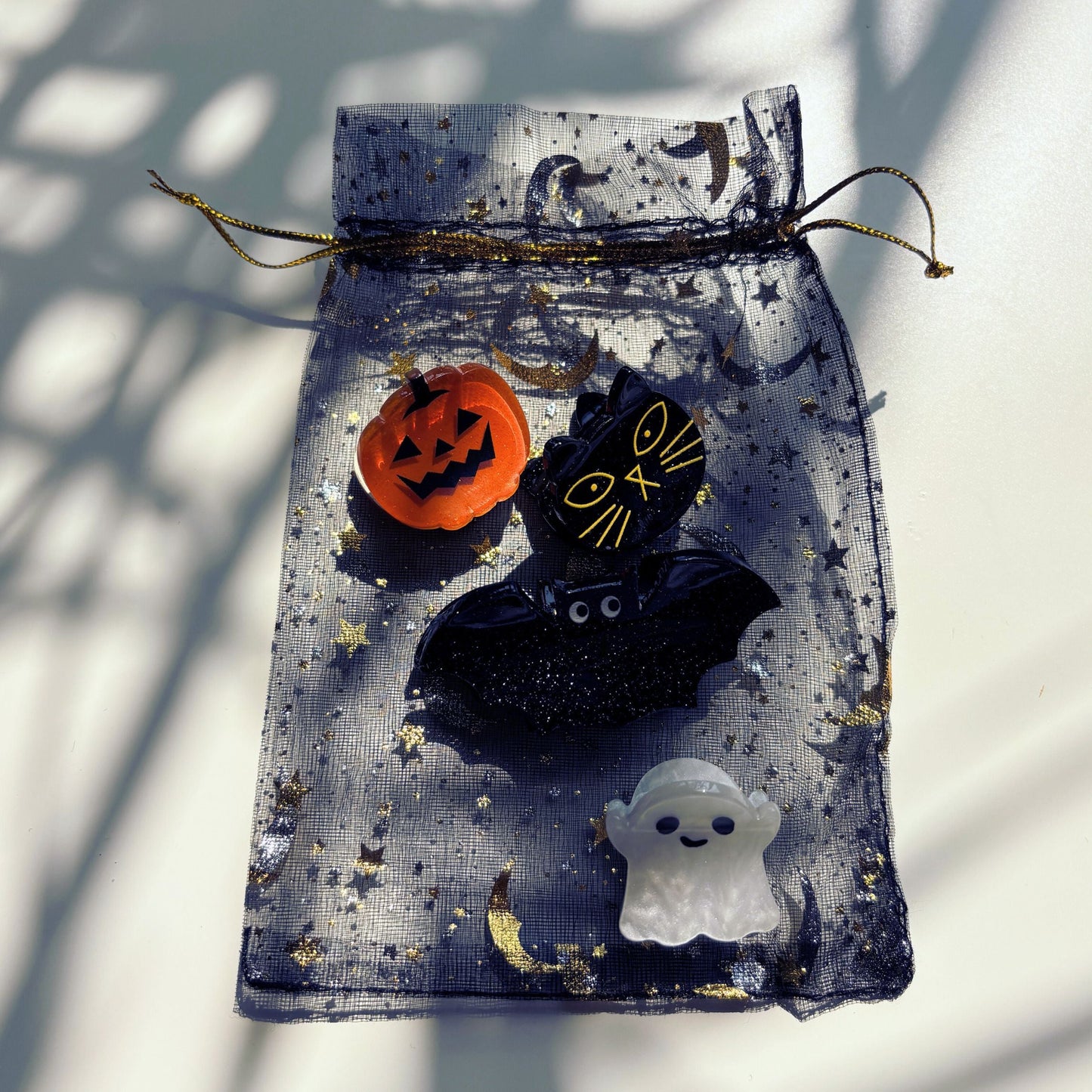 Set of 4 Velvet Claws Mini Spooky Hair Claws | Hair Claw Clip in Giftable Pouch