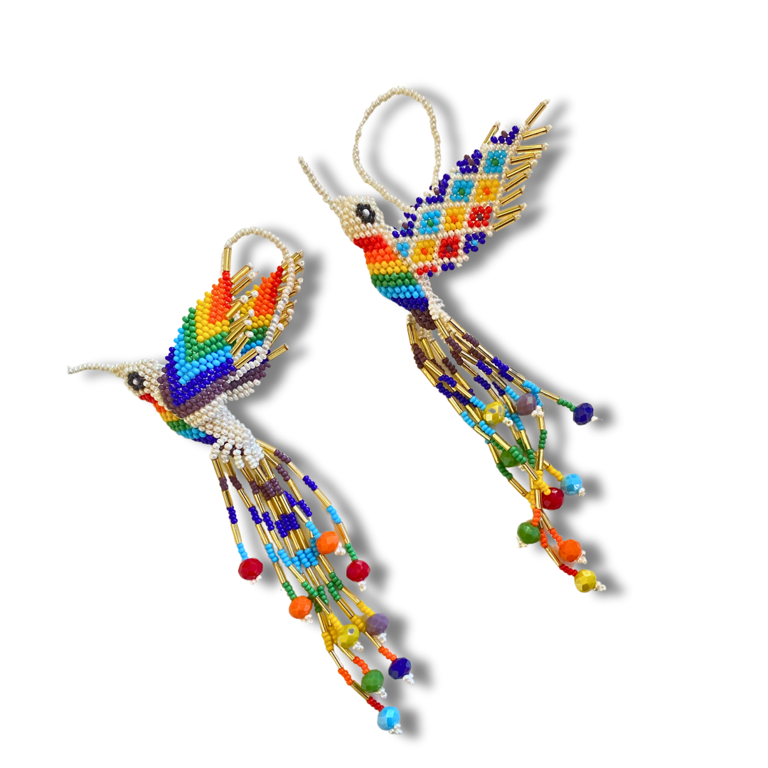 Large Hummingbird Seed Bead Handmade Ornament - Guatemala