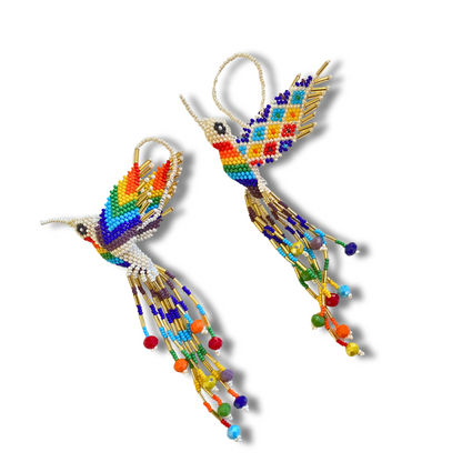 Large Hummingbird Seed Bead Handmade Ornament - Guatemala