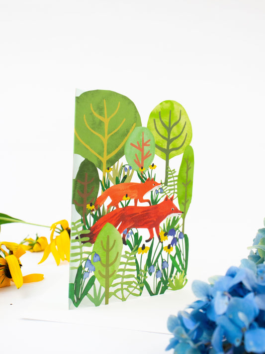 Two Foxes Blank Lasercut Card