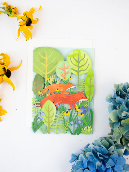 Two Foxes Blank Lasercut Card