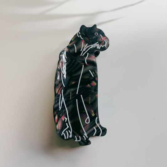 Velvet Claws Dark Panther Hair Clip | Claw Clip in Velvet Travel Bag