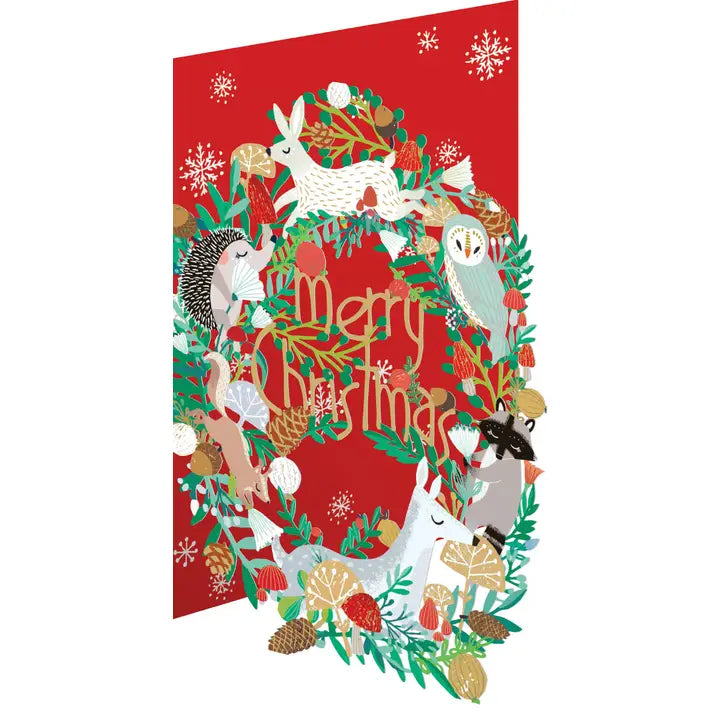 Animal Wreath Lasercut Christmas Card