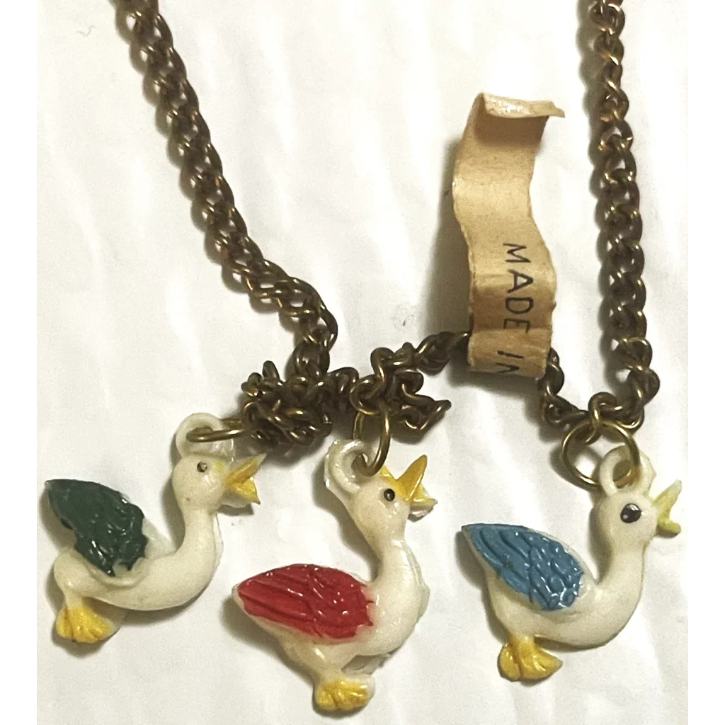 Adorable Antique Vintage 1950s Duck Choker Necklace