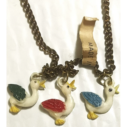Adorable Antique Vintage 1950s Duck Choker Necklace