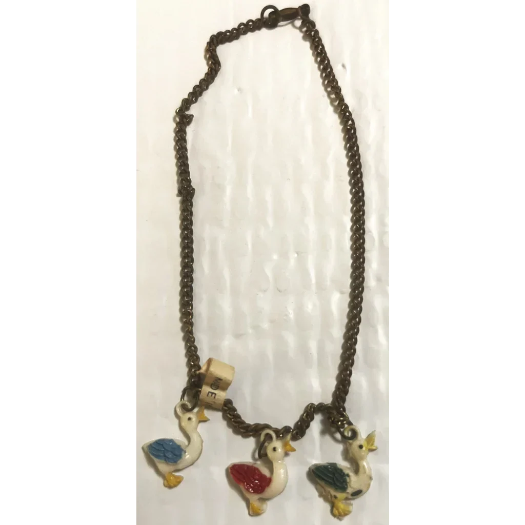 Adorable Antique Vintage 1950s Duck Choker Necklace