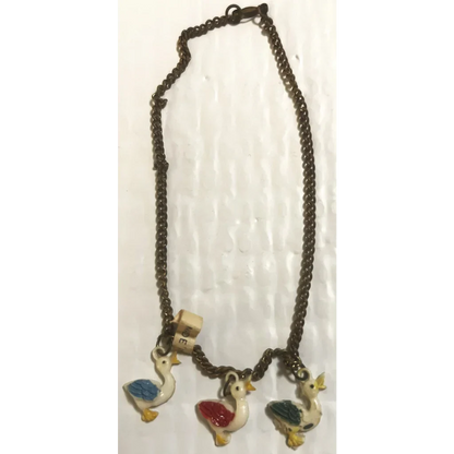 Adorable Antique Vintage 1950s Duck Choker Necklace