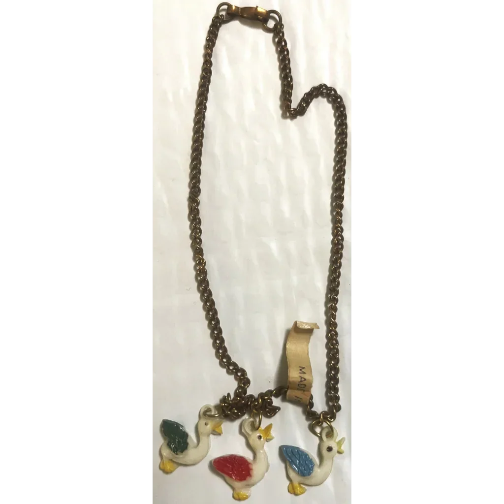 Adorable Antique Vintage 1950s Duck Choker Necklace