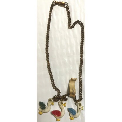 Adorable Antique Vintage 1950s Duck Choker Necklace