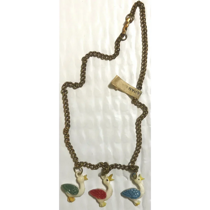 Adorable Antique Vintage 1950s Duck Choker Necklace