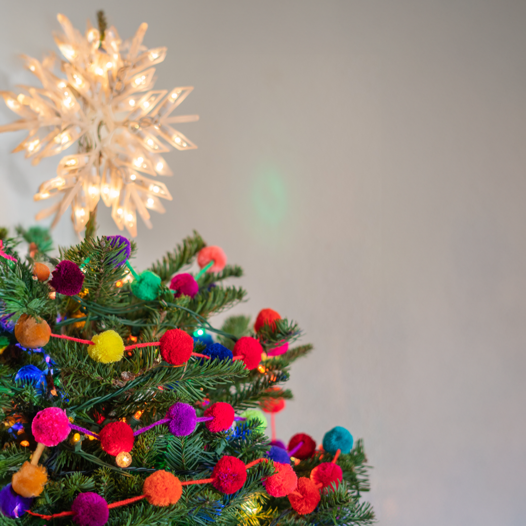 Hanging Garland Decor Boho Multicolor Pom Pom Strip - Mexico