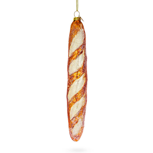 Baguette Bread Glass Christmas Ornament